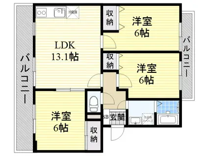 ランデックス弐番館(3LDK/3階)の間取り写真