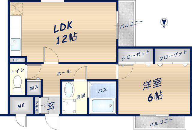 花園KSマンション(1LDK/3階)の間取り写真