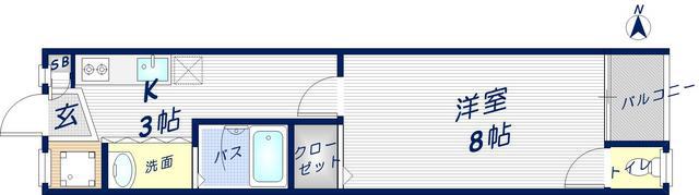 昭和町ニューOKマンション(1K/3階)の間取り写真