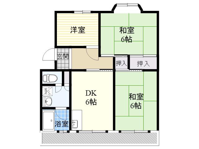 旭ハイツ(3DK/1階)の間取り写真