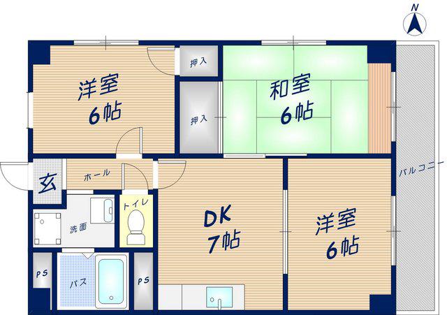 オクトステージビル(3DK/3階)の間取り写真
