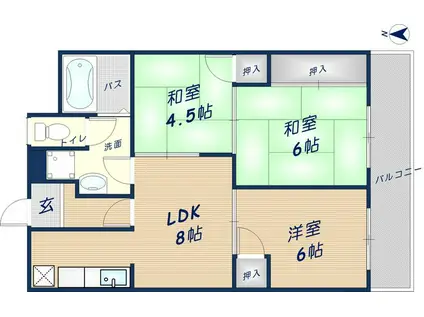 シャトルMK(3DK/2階)の間取り写真