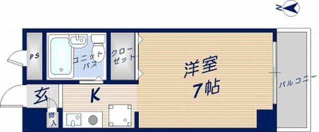 本町ハイツ(1K/4階)の間取り写真