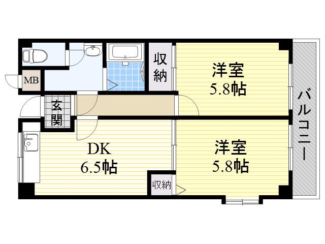 上田マンション(2DK/2階)の間取り写真