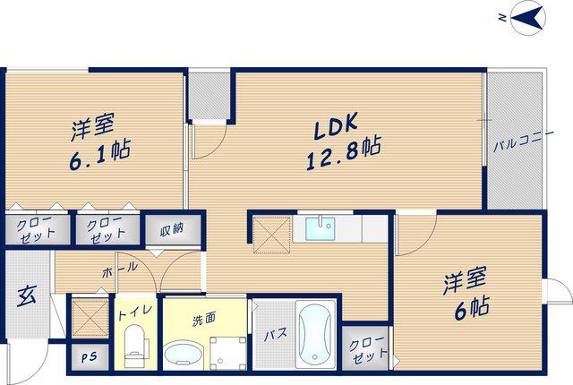 アルカディアⅡ(2LDK/4階)の間取り写真