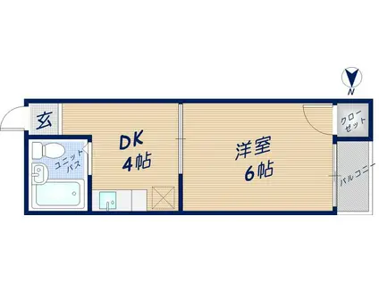 クオリティーライフマツイ(1DK/2階)の間取り写真