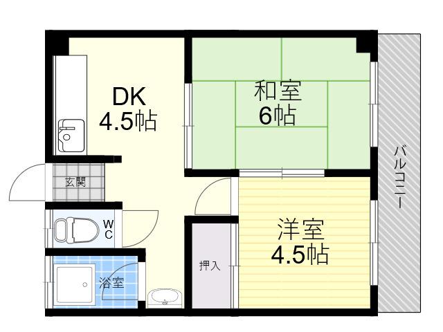 秀栄マンション(2DK/1階)の間取り写真