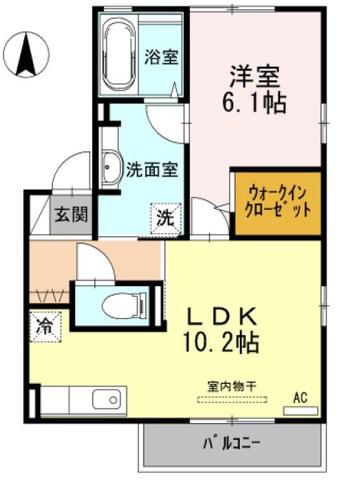 ディアコートN(1LDK/2階)の間取り写真