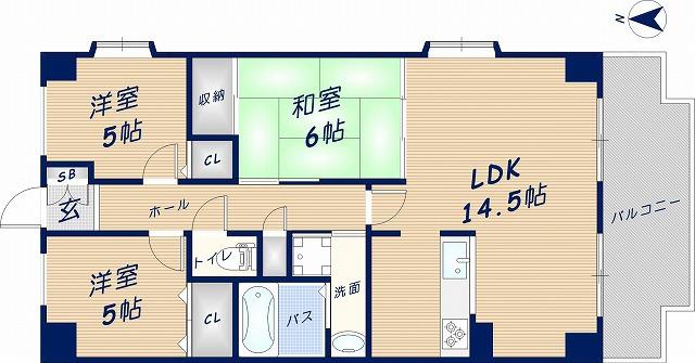 アムール新池島(3LDK/1階)の間取り写真