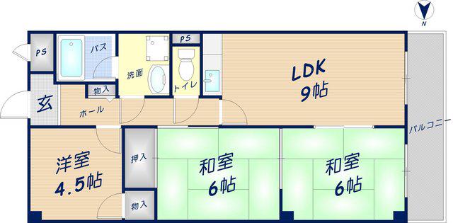 コートヴィレッジ清水(3LDK/4階)の間取り写真