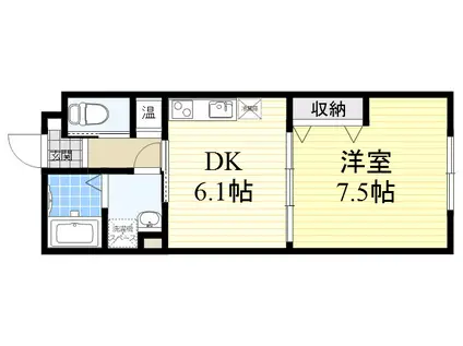 キンジーコート1(1DK/2階)の間取り写真