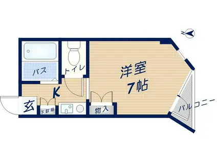 エンゼルハイツ桜町(1K/2階)の間取り写真