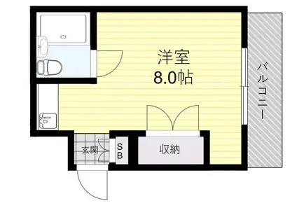 クオリティー鷹殿(ワンルーム/2階)の間取り写真