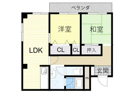 グレースコート山手町(2LDK/2階)の間取り写真