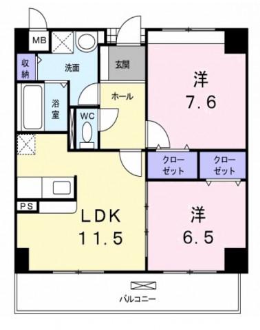 グランデフィオーレ(2LDK/2階)の間取り写真
