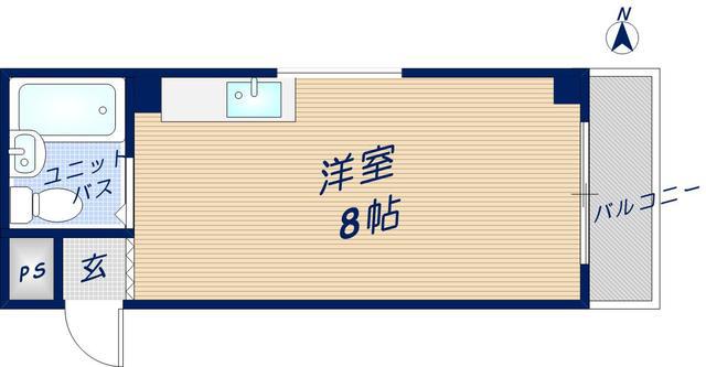 アイディール若江(ワンルーム/2階)の間取り写真