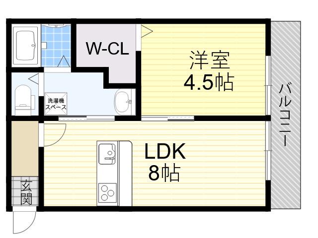 東花園コーポ(1LDK/2階)の間取り写真