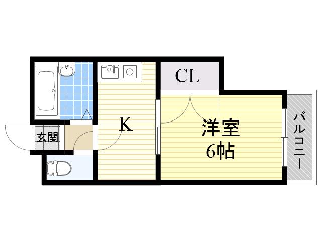 ロイヤルシャトー瓢箪山(1K/4階)の間取り写真