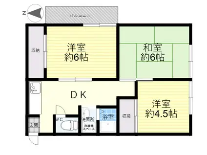 フリーディオ石切(3DK/2階)の間取り写真