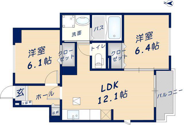 グラシア・Y(2LDK/1階)の間取り写真