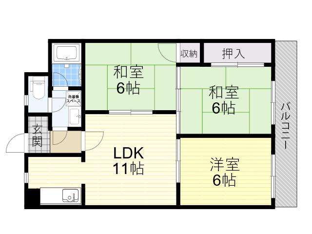 サンヴェール新池(3LDK/4階)の間取り写真