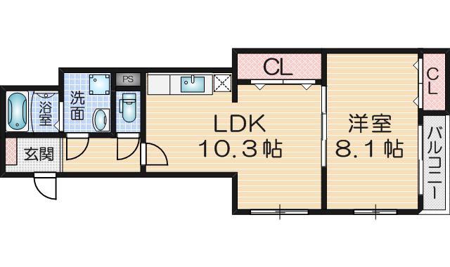 クレインコートSAKURA(1LDK/2階)の間取り写真
