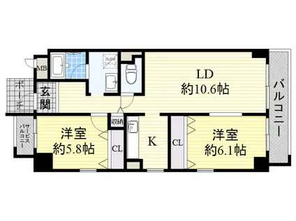 バルカポンテ(2LDK/4階)の間取り写真