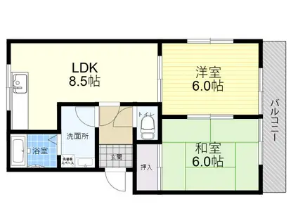 ラルゴ若江(2LDK/3階)の間取り写真