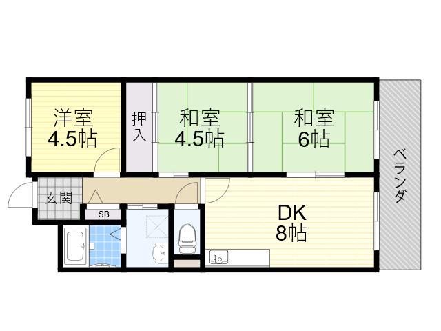プライムハイツ(3DK/4階)の間取り写真