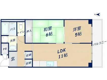 ベルデフロレアール(2LDK/3階)の間取り写真