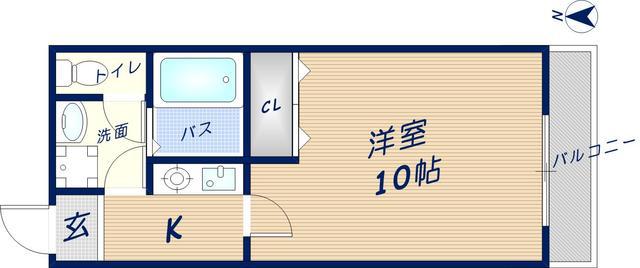 新石切デルフコート(1K/1階)の間取り写真