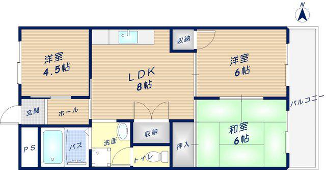 メゾン瓜生堂(3LDK/3階)の間取り写真