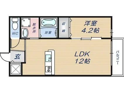 ユニヴェール(1LDK/2階)の間取り写真