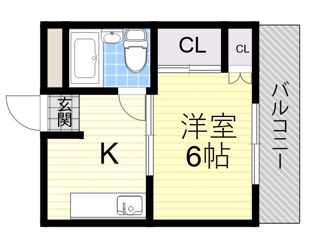 花園グレースマンション(1K/2階)の間取り写真