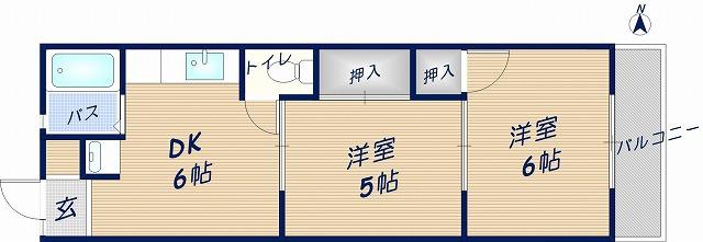 ヴィラ西村(2DK/3階)の間取り写真