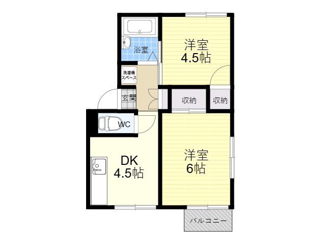 ルナハイツ・フィット8(2DK/2階)の間取り写真