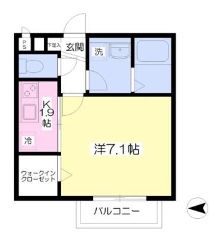 グレージュ山手Ⅱ(1K/2階)の間取り写真