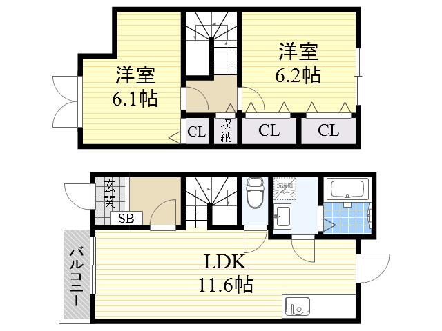 クレベール2番館(2LDK)の間取り写真