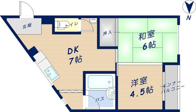 本町ビル(2DK/3階)の間取り写真