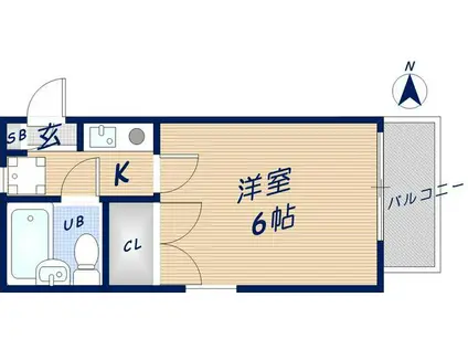 オーキッド新石切(1K/4階)の間取り写真