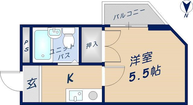 クリアビュー枚岡(1K/3階)の間取り写真
