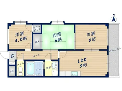 パストラル横小路(3LDK/3階)の間取り写真