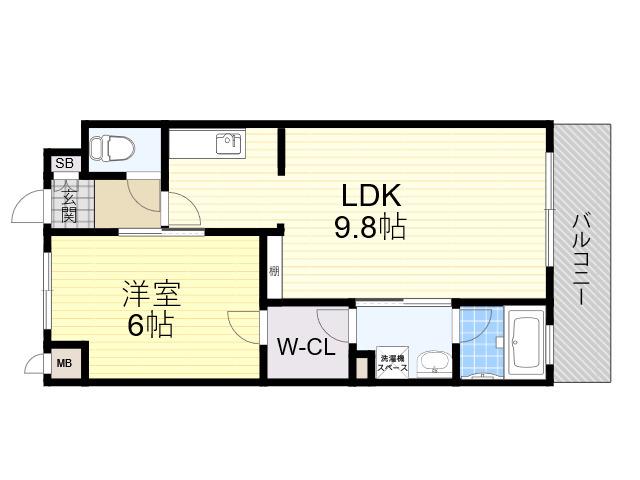 ユンヌファシリテ(1LDK/1階)の間取り写真