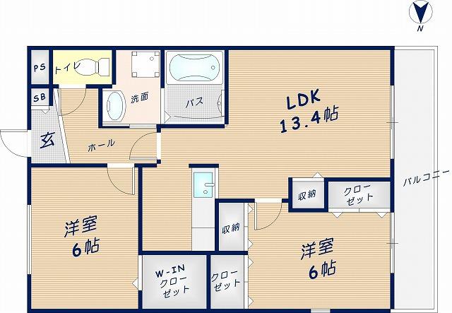 カーサベルデトレス(2LDK/3階)の間取り写真