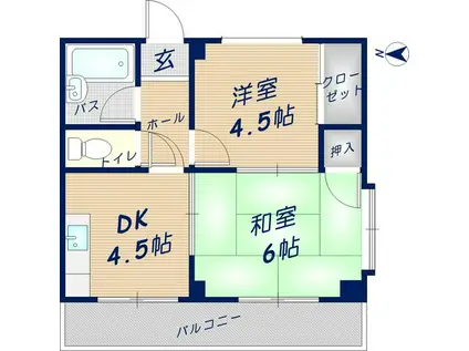 グレイスコーポ(2DK/2階)の間取り写真
