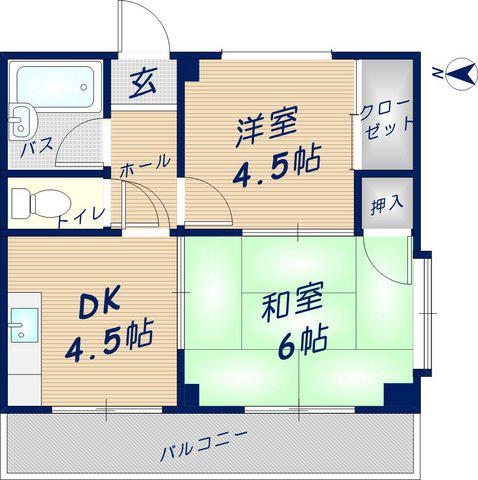 グレイスコーポ(2K/1階)の間取り写真