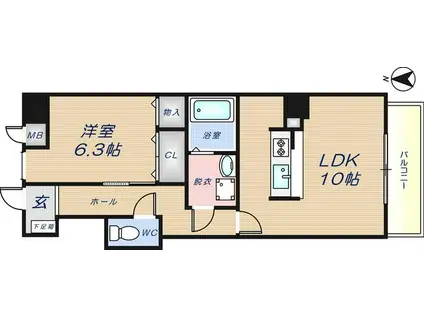 グリンデルワルト(ワンルーム/5階)の間取り写真