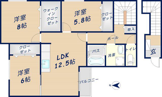 グリーン・ヒル2(3LDK/2階)の間取り写真