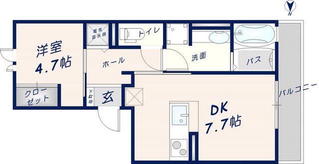 ボーセジュール(1DK/1階)の間取り写真