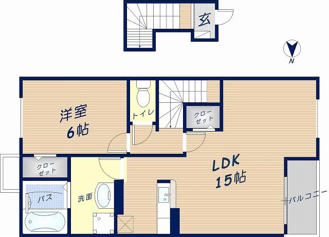 グロースハイツ新石切(1LDK/2階)の間取り写真